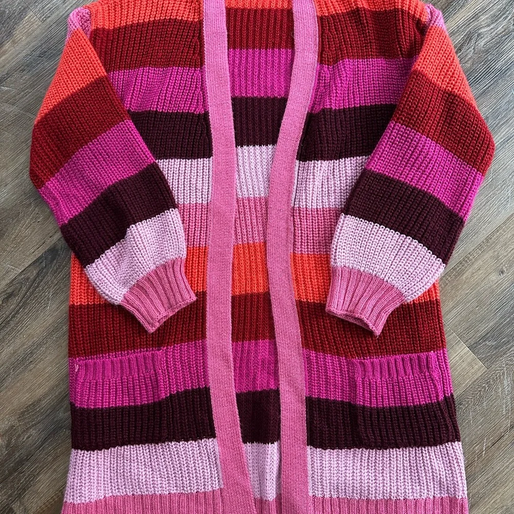 Vibrant Striped Women's Long Cardigan - Picture 3 of 6